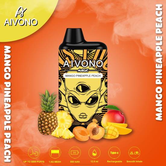 Einweg Vape Österreich - Mango-Ananas-Pfirsich Aivono AIM MAGIC 5800 Mundbox-Zigarette 400B88