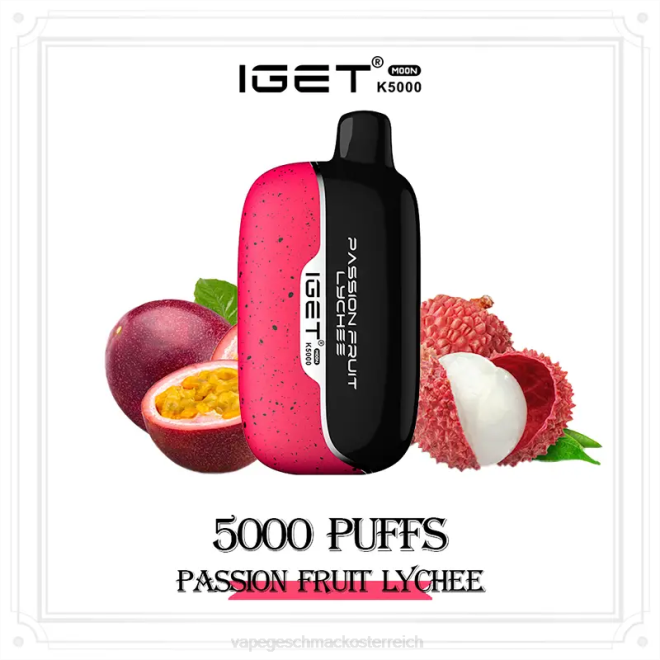 Einweg Vape Österreich - Passionsfrucht-Litschi IGET Moon k5000 48VP10