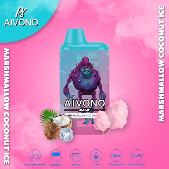 Vape Automat - Marshmallow-Kokos-Eis Aivono AIM MAGIC 5800 Mundbox-Zigarette 400B95