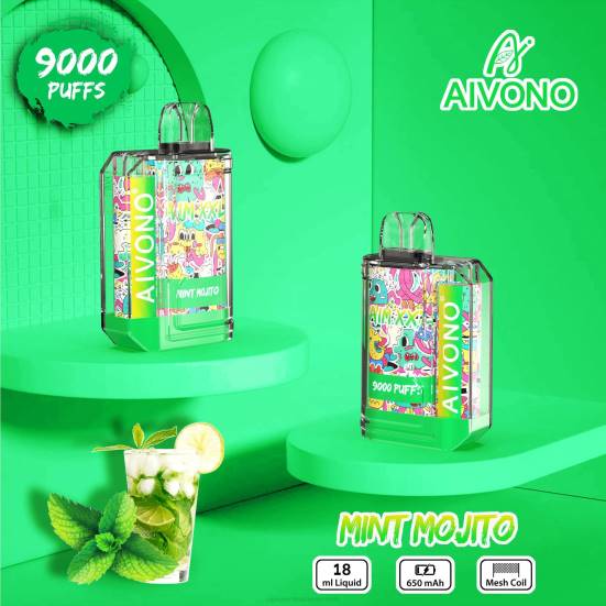 Vape Automat - Minz-Mojito Aivono AIM XXL 9000 Mundaufkleber transparent 400B55