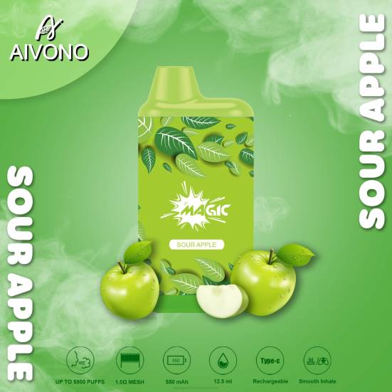 Vape Automat - saurer Apfel Aivono AIM MAGIC 5800 Mundbox-Zigarette 400B87