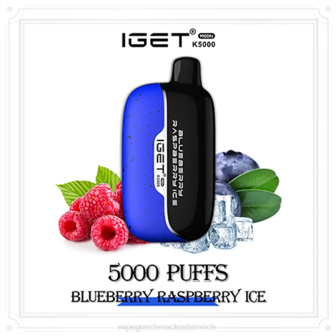 Vape Geschmack - Blaubeer-Himbeer-Eis IGET Moon k5000 48VP3