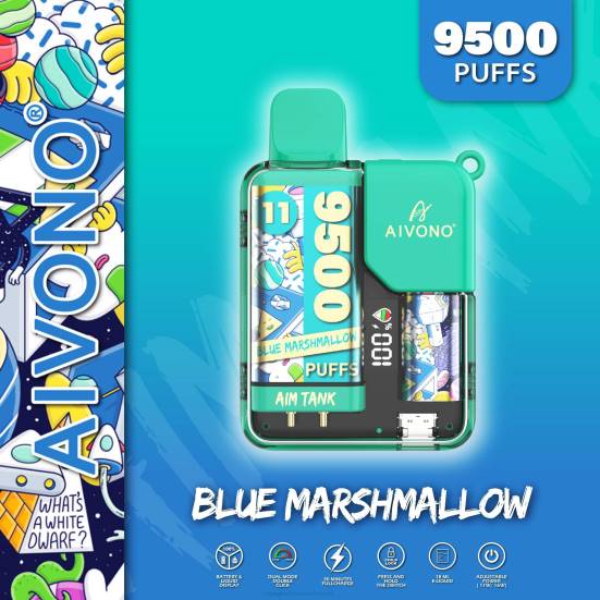 Vape Geschmack - blauer Marshmallow Aivono AIM TANK 9500 400B42