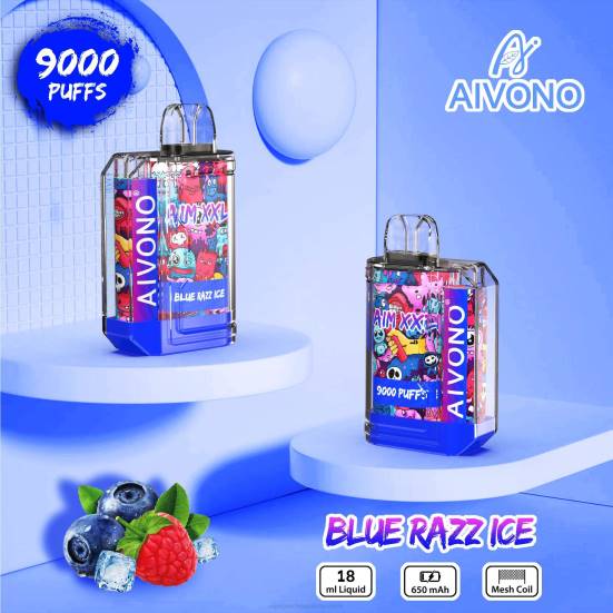 Vape Geschmack - blaues Razz-Eis Aivono AIM XXL 9000 Mundaufkleber transparent 400B54