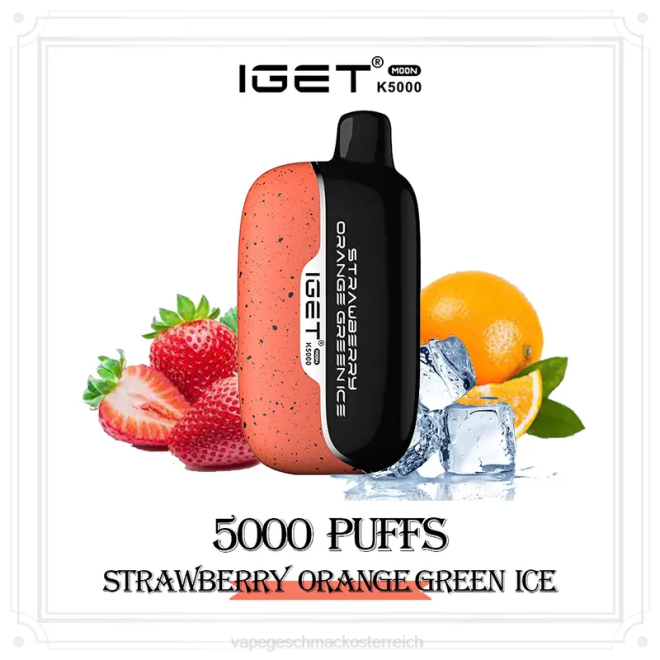 Vape Shop Wien - Erdbeer-Orange-Grün-Eis IGET Moon k5000 48VP12