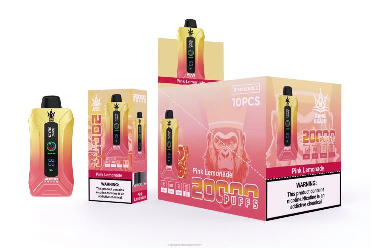 Einweg Vape Österreich - Bang Beach 20000 Züge Smart Screen Vape 8DTH84 rosa Limonade