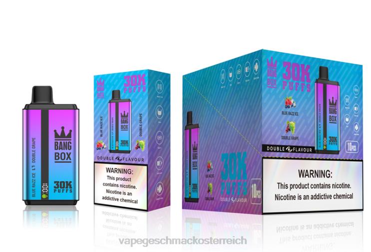Einweg Vape Österreich - Bang Box 30.000 Züge, zwei Geschmacksrichtungen 8DTH872 Blue Razz Ice und Double Grape
