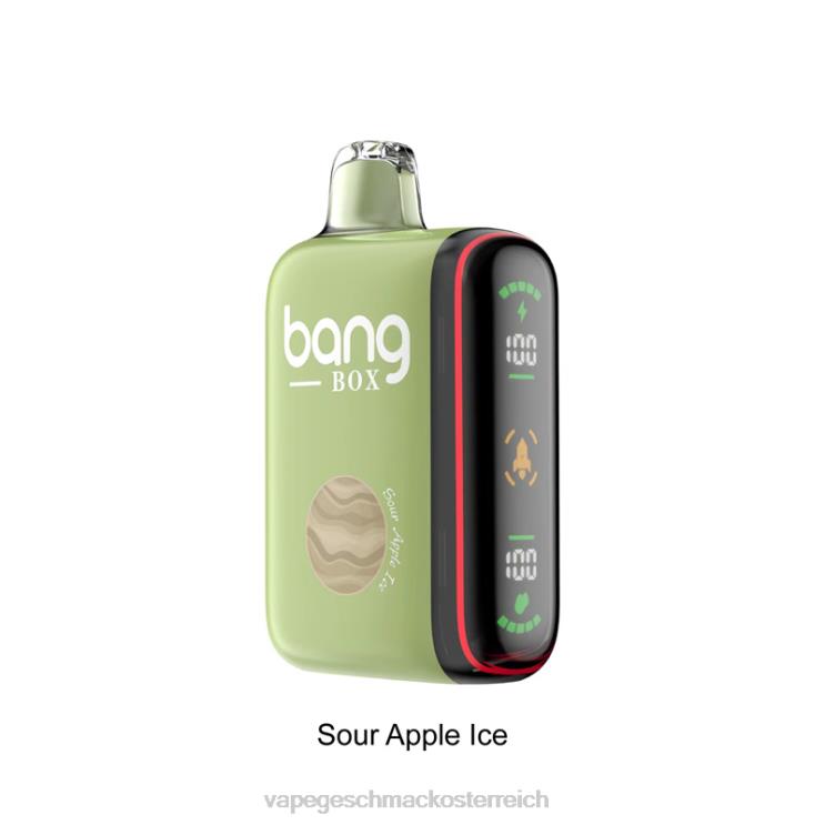 Einweg Vape Österreich - Bang Box 9000–18000 Züge, intelligente Leistungsanzeige 8DTH828 saures Apfeleis