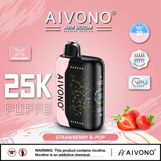 Einweg Vape Österreich - Erdbeer-B-Pop Aivono AIM BOOM 25000 400B352