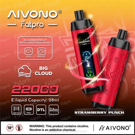 Einweg Vape Österreich - Erdbeerpunsch Aivono Fatpro 22000 400B8