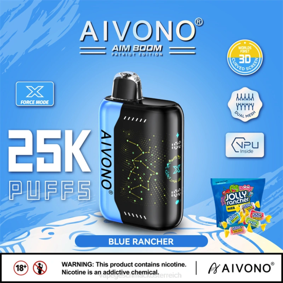 Einweg Vape Österreich - blauer Rancher Aivono AIM BOOM 25000 400B344