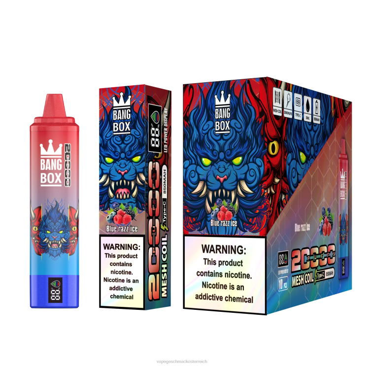 Vape Automat - Bang Box 20.000 Züge intelligenter Bildschirm 8DTH859 blaues Razz-Eis
