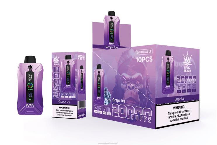 Vape Geschmack - Bang Beach 20000 Züge Smart Screen Vape 8DTH810 Traubeneis
