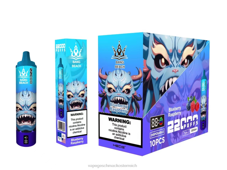 Vape Geschmack - Bang Beach 22000 Züge intelligenter Bildschirm 8DTH814 Blaubeer-Himbeere