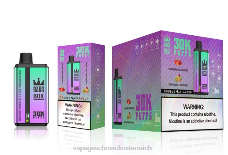 Vape Geschmack - Bang Box 30.000 Züge, zwei Geschmacksrichtungen 8DTH870 Erdbeere, Wassermelone und Kiwi, Passionsfrucht, Guave