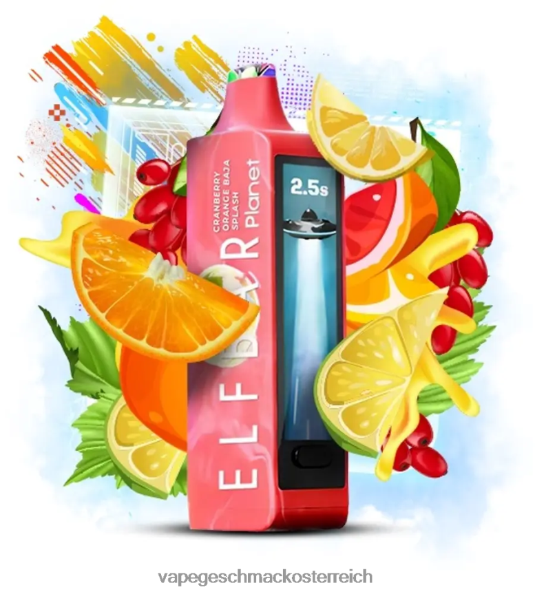 Vape Geschmack - Elf Bar Planet 25000 Cranberry-Orangen-Baja-Spritzer F6FB4J30