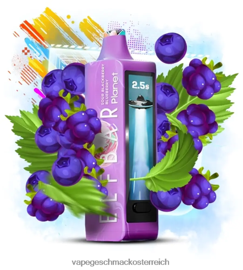 Vape Geschmack - Elf Bar Planet 25000 saure Brombeere, Blaubeere F6FB4J22
