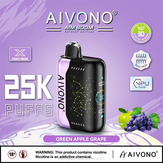 Vape Geschmack - grüne Apfeltraube Aivono AIM BOOM 25000 400B346