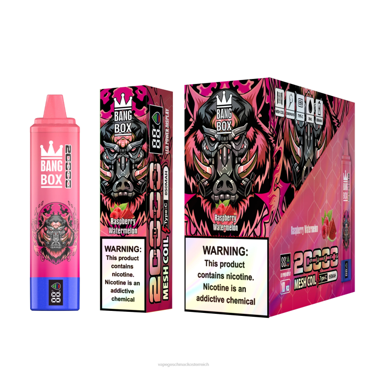 Vape Shop Wien - Bang Box 20.000 Züge intelligenter Bildschirm 8DTH853 Himbeer-Wassermelone