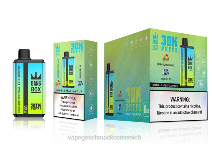 Vape Shop Wien - Bang Box 30.000 Züge, zwei Geschmacksrichtungen 8DTH865 Kiwi, Passionsfrucht, Guave und Blaubeereis