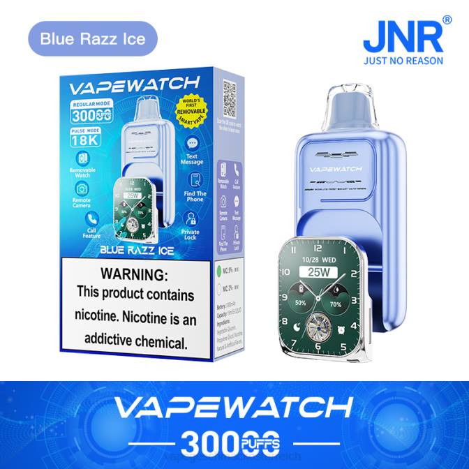 Vape ohne nikotin - blaues Razz-Eis JNR Vape-Uhr X84J11
