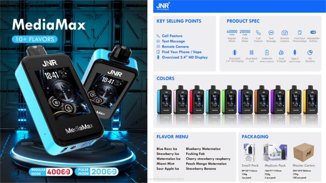 einweg Vape Österreich - saures Apfeleis JNR MediaMax 40.000 Puff X84J20
