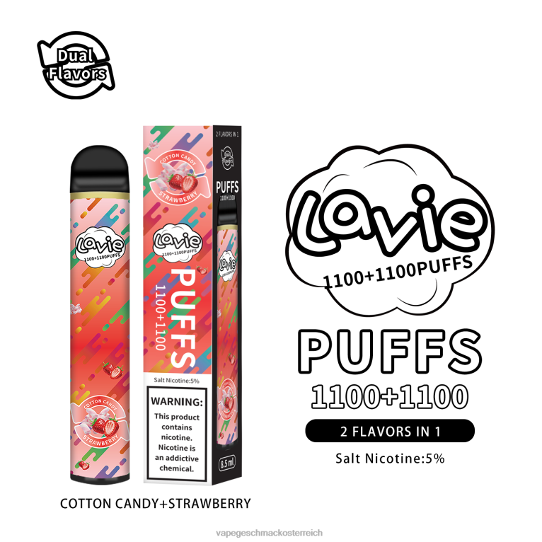 Vape Shop Wien - Zuckerwatte/Erdbeere 0HHN8293 LAVIE BAR Switch 2200 Züge
