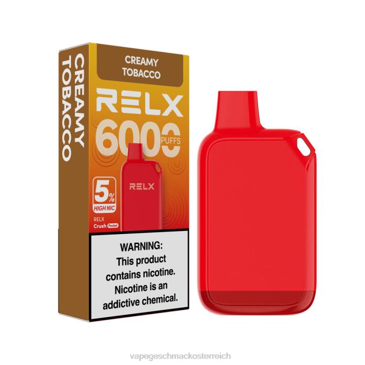 Einweg Vape Österreich - RELX Crush Pocket 6000 5 % hohe Nic cremiger Tabak 8RBZ628