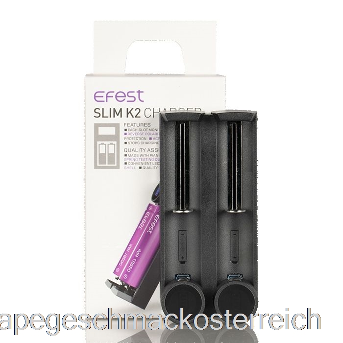 Efest Slim K2 Akkuladegerät Mit Zwei Steckplätzen, Vape-Geschmack
