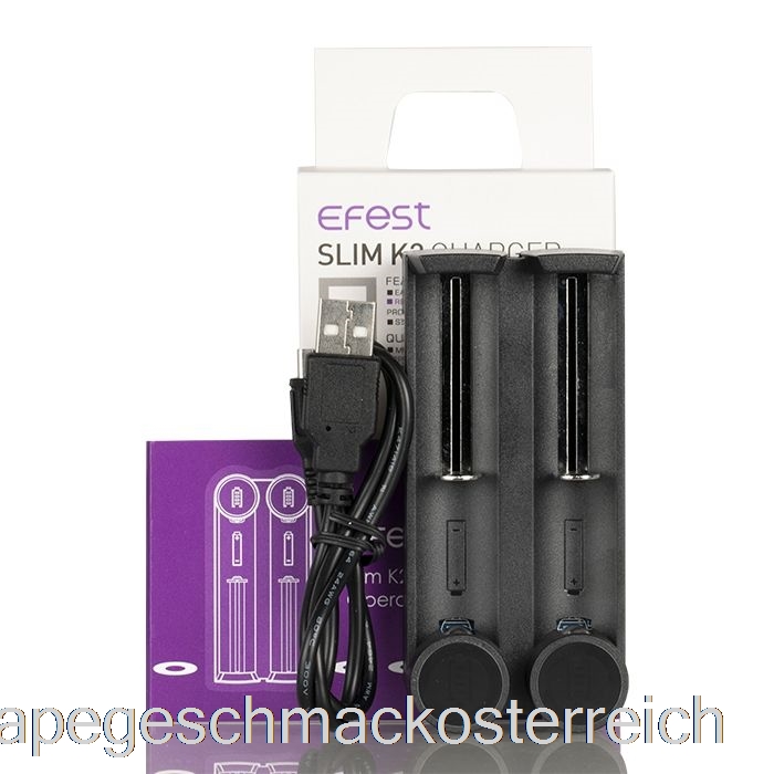 Efest Slim K2 Akkuladegerät Mit Zwei Steckplätzen, Vape-Geschmack