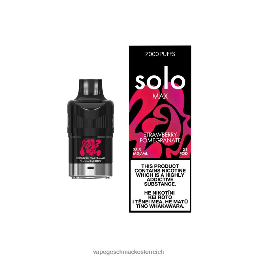 Einweg Vape Österreich - Solo MAX Schote D288XL84 Erdbeer-Granatapfel